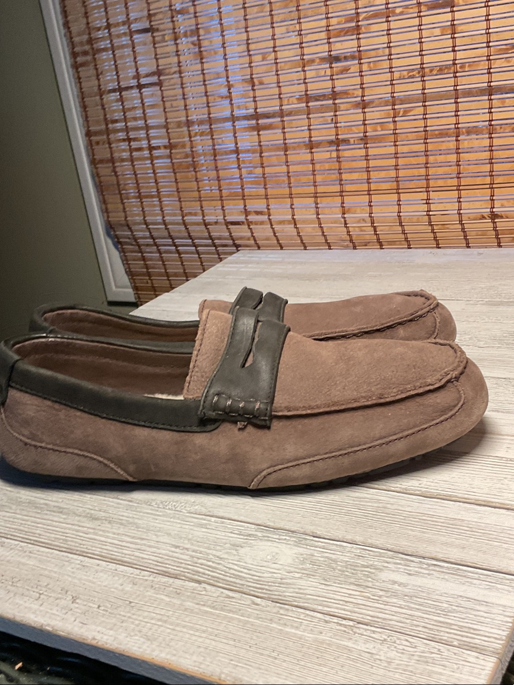 Ugg Tucker Penny Loafer Men's shoes Sz 10 Driving Shoes Brown Sherpa Shearling